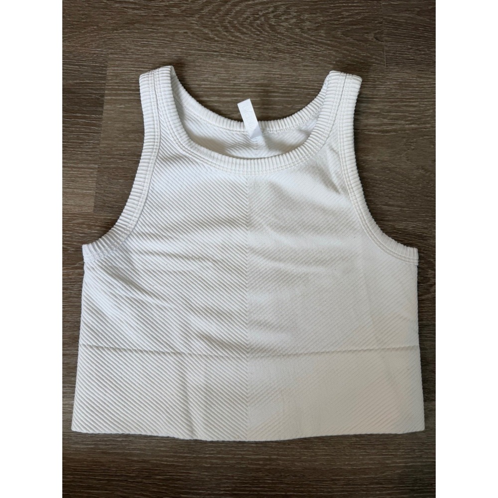 Nikibiki White Cropped Tank Top Square Neck Ribbed Sleeveless One Size O/S